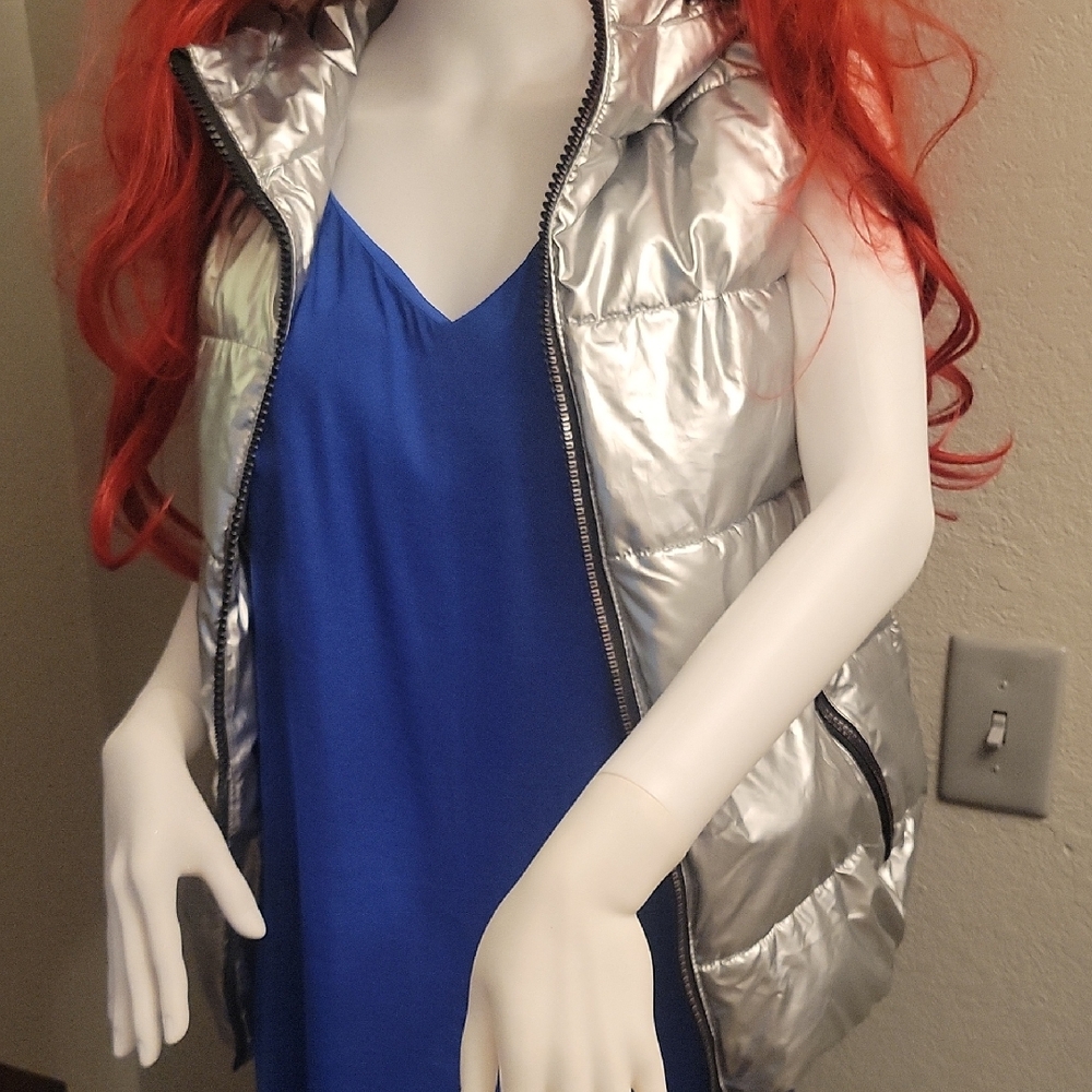 Silver Puffer Vest for Women